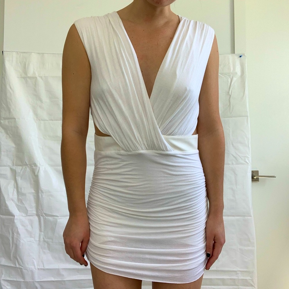 White Sleeveless Cutout Dress
